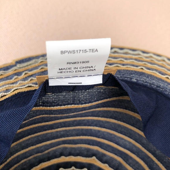 Tropical Trends Navy Tan Stripes Women’s Versatile Hat One Size - Picture 12 of 14